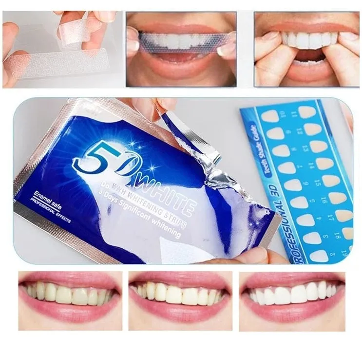 5D Gel Teeth Whitening Strips White Tooth Dental kit Oral Hygiene Care Strip for false Teeth Veneers Dentist seks Whiten gel