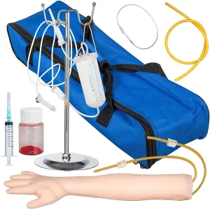 Intravenous Practice Arm Kit Phlebotomy Arm with Infusion Stand with a Storage Handbag for Venipuncture Practice