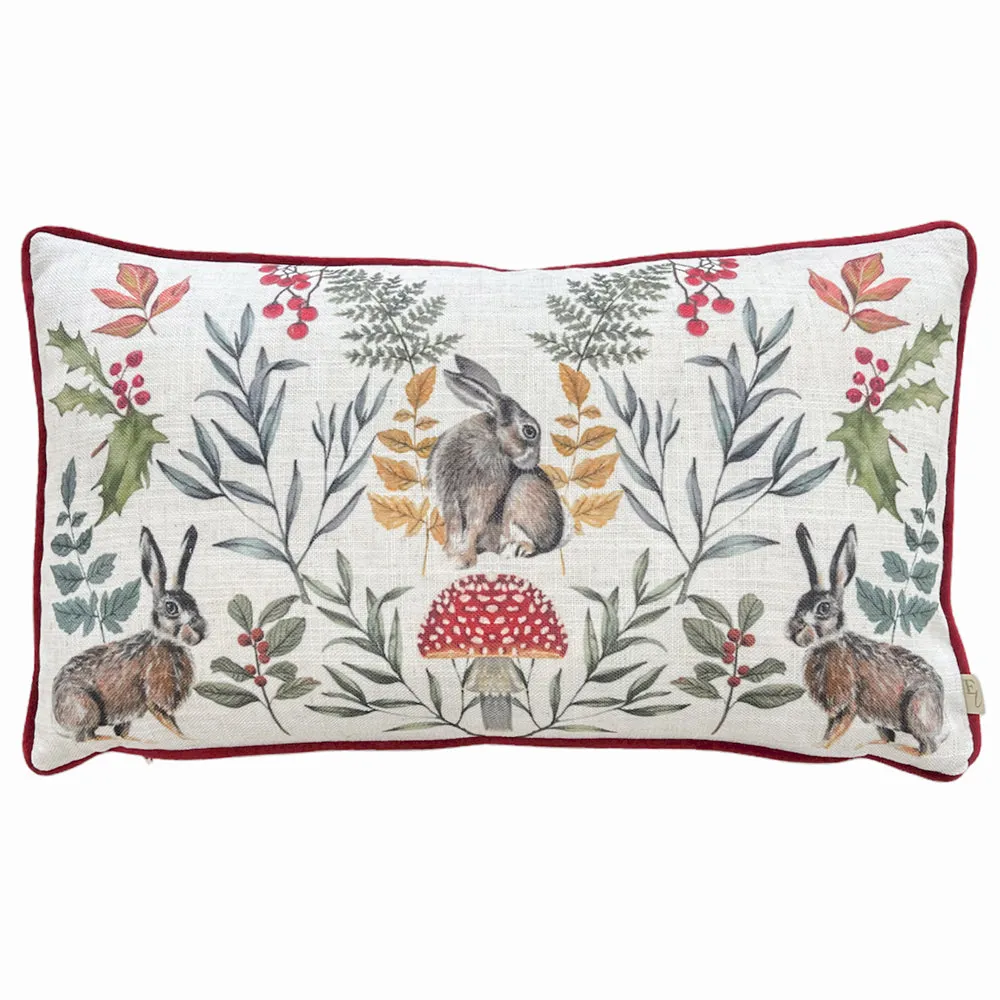 Mirrored Hare Cushion Burgundy